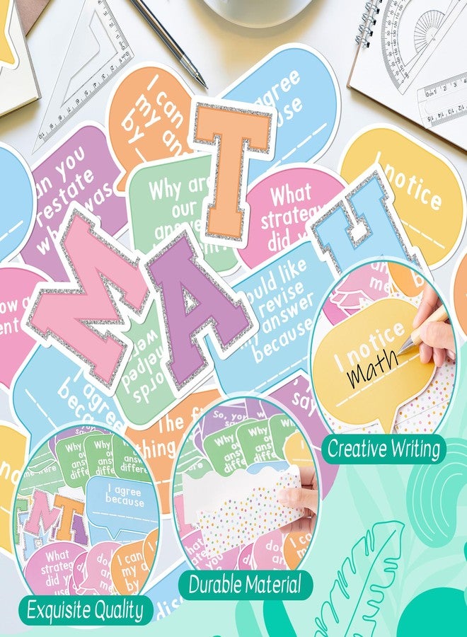 CPicdn 100Pcs Back to School Math Talk Bulletin Board Decorations Set, Math Problem Solving Cutouts Border Trims Name Tags School Classroom Back to School Party Supplies Chalkboard Wall Door Decor - Image 3