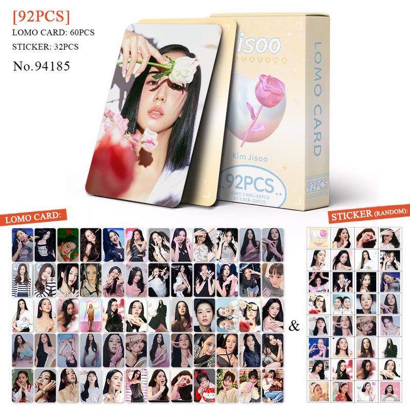 BLACKPINK Lomocard & Sticker Set – 92PCS (60 Lomocards + 32 Random Stickers) | Aesthetic Photo Card Collection for Fans