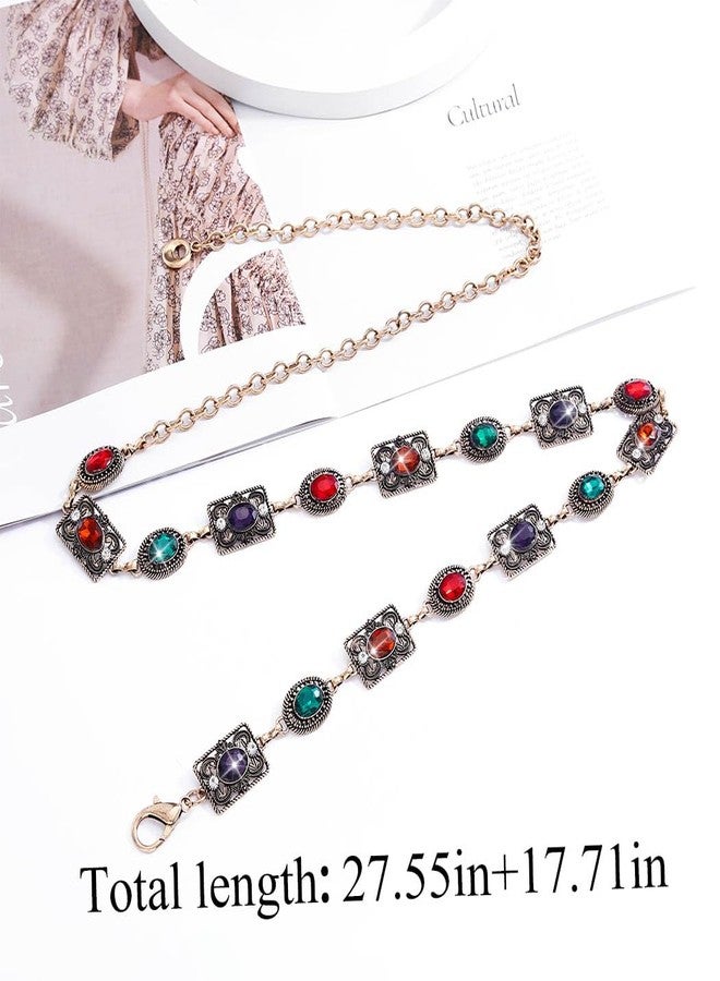 Urieo Boho Rhinestone Chain Belt Colorful Crystal Waist Chains Gothic Dress Fashion Belly Body Jewelry for Women - Image 5