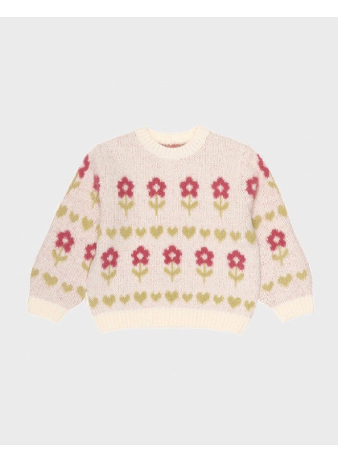 Zara kids' Soft & Comfortable Full-floral Print Round-neck Long-sleeve Pullover Sweater - Image 1