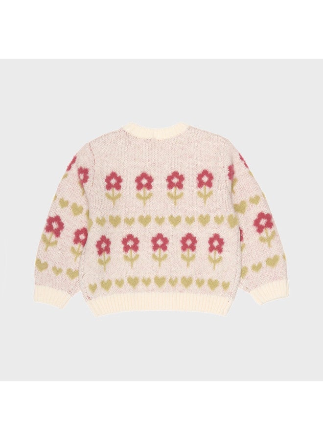 Zara kids' Soft & Comfortable Full-floral Print Round-neck Long-sleeve Pullover Sweater - Image 3