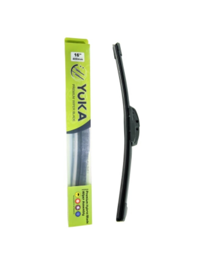 يوكا مساحة زجاج أمامي هجينة بريميوم من YOKA – مقاس 16 بوصة (400 مم) – أداء عالي لجميع الفصول، متينة وهادئة - Image 1