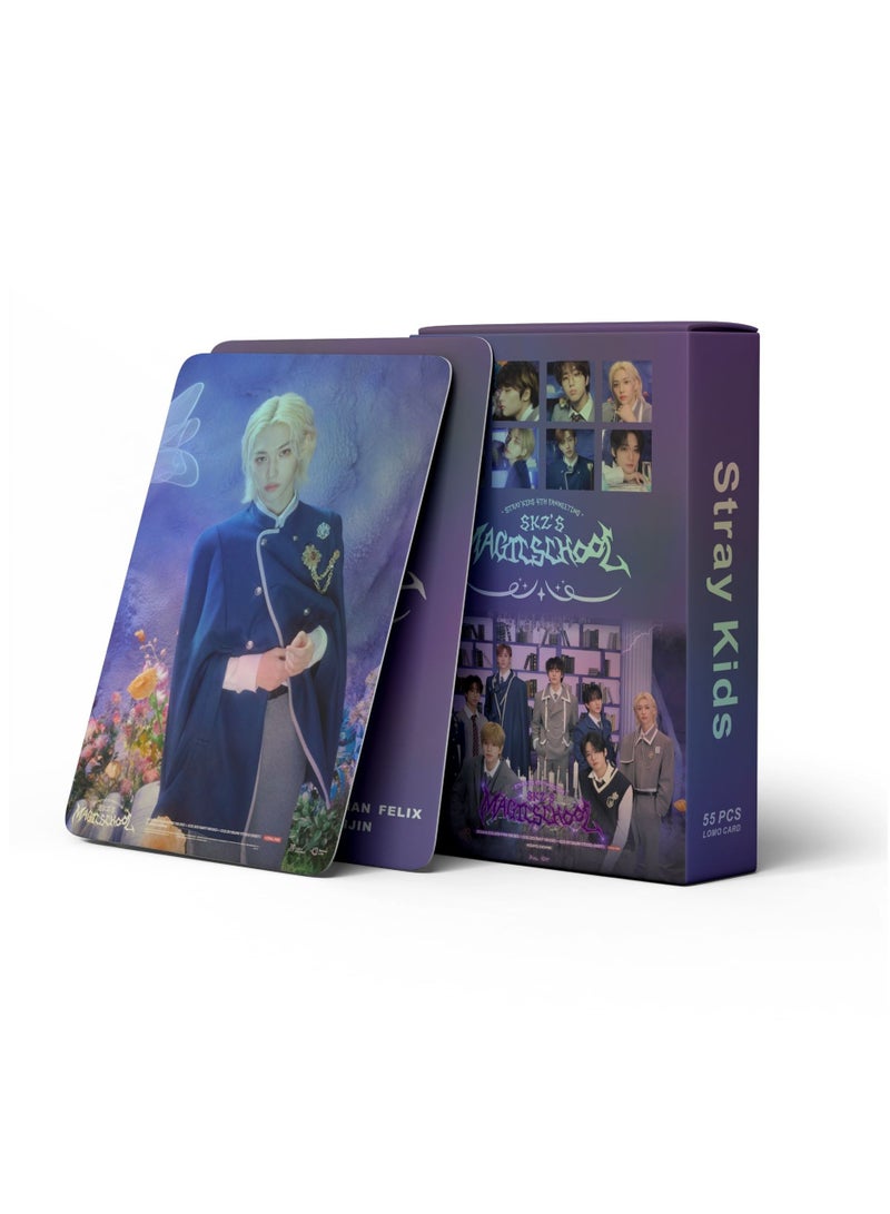 55 قطعة من بطاقات الصور الضالة للأطفال، بطاقة تجميع الألبوم الجديد، بطاقة تجميع بطاقة لومو للمدرسة السحرية من SKZ، بطاقة ليزر - Image 1