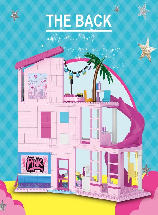 ENJBRICK Friends Music House Building Set, Pop Star Aparment Interactive Storytelling Playset for Girls & Boys, 3-Story Cottage with Spiral Slide, Piano & Microphone,Birthday 656Pcs - Image 3