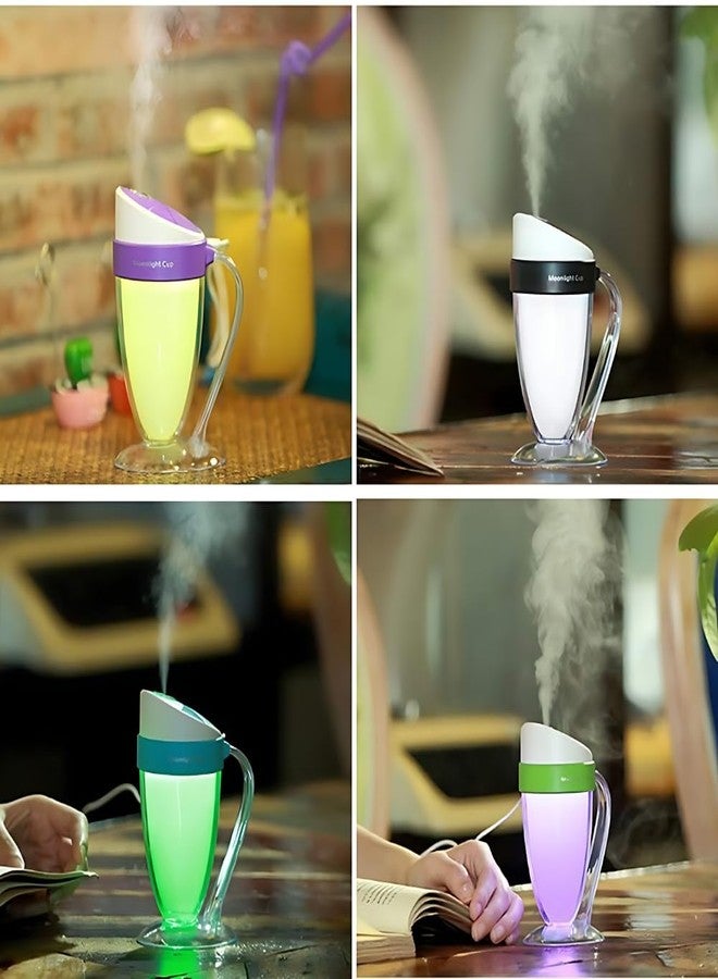 Elevea 𝟏𝟓 𝐘𝐞𝐚𝐫𝐬 𝐆𝐮𝐚𝐫𝐚𝐧𝐭𝐞𝐞, USB mini humidifier with ambient night light, colorful glow cup design for bedroom, office desk and car, cool mist for fresh air - Image 2