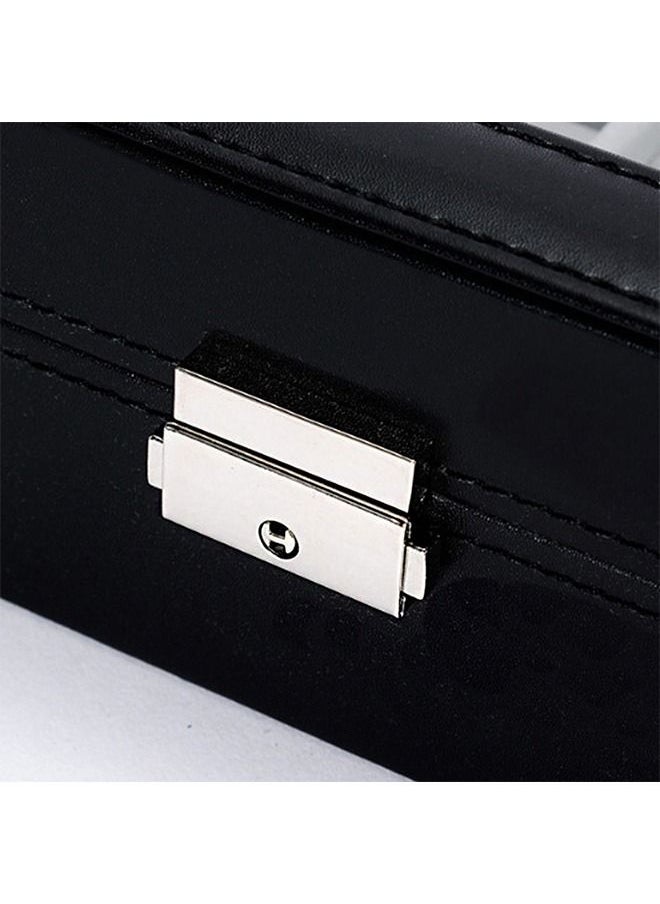 Watch Organizer Box with Glass Lid, 8 Slots PU Leather Case Organizer with Jewelry Drawer for Storage and Display