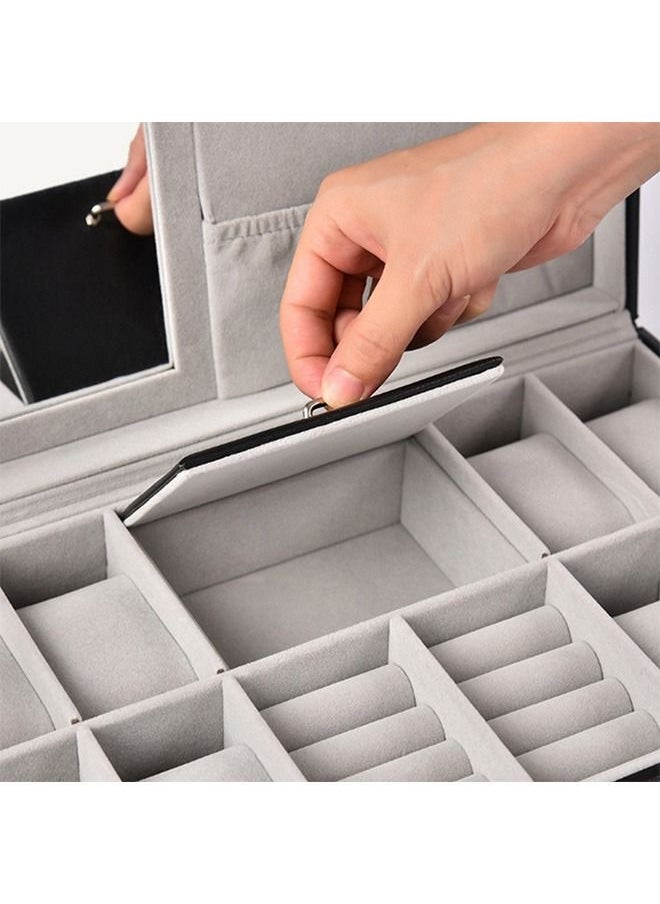 Watch Organizer Box with Glass Lid, 8 Slots PU Leather Case Organizer with Jewelry Drawer for Storage and Display