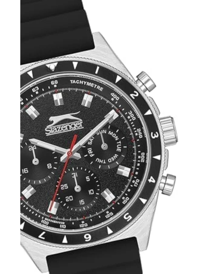 Slazenger SLAZENGER Men's Watch, Multi Function Display and Silicone Strap - SL.9.2247.2.01, Black
