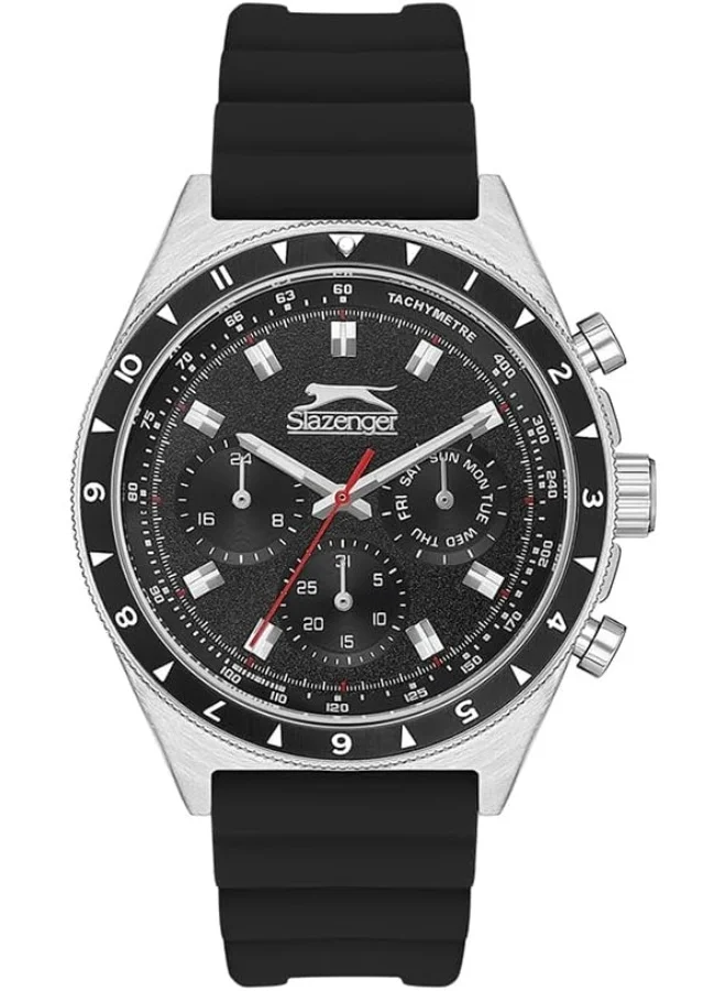 Slazenger SLAZENGER Men's Watch, Multi Function Display and Silicone Strap - SL.9.2247.2.01, Black
