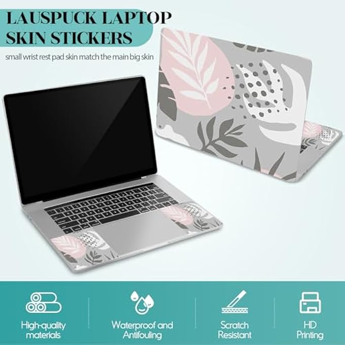 rayihni LAPTOP SKIN STICKER DECAL, 12" 13" 13.3" 14" 15" 15.4" 15.6 INCH PERSONALIZED UNIVERSAL VINYL NOTEBOOK SKIN STICKER COVER ART PROTECTOR DECAL WITH FREE 2 WRIST PADS, TROPICAL LEAVES - Image 2