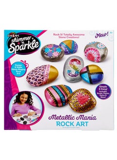 Cra-Z-Art Shimmer ’n Sparkle Metallic Mania Rock Art DIY Painting Rock Craft Kit for ages 6 and Up  - Image 1