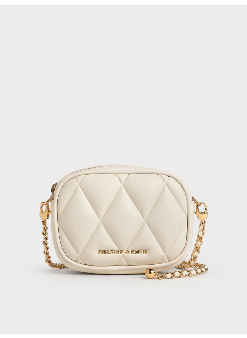 Charles & Keith CHARLES & KEITH Arwen Quilted Mini Bag & Crossbody Bag with Card Holder for Women - Cream  - Image 1