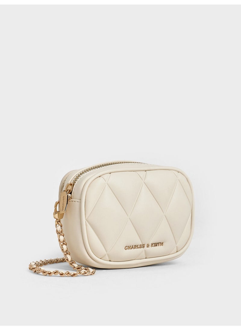 Charles & Keith CHARLES & KEITH Arwen Quilted Mini Bag & Crossbody Bag with Card Holder for Women - Cream  - Image 5