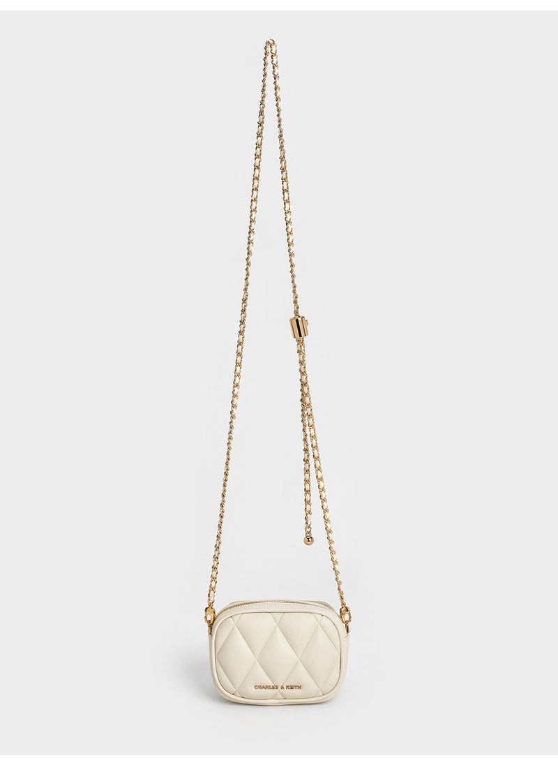 Charles & Keith CHARLES & KEITH Arwen Quilted Mini Bag & Crossbody Bag with Card Holder for Women - Cream  - Image 4