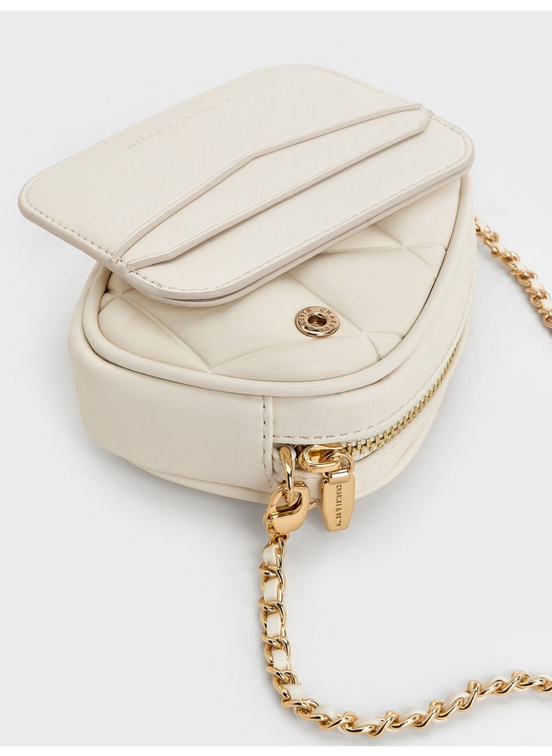 Charles & Keith CHARLES & KEITH Arwen Quilted Mini Bag & Crossbody Bag with Card Holder for Women - Cream  - Image 2