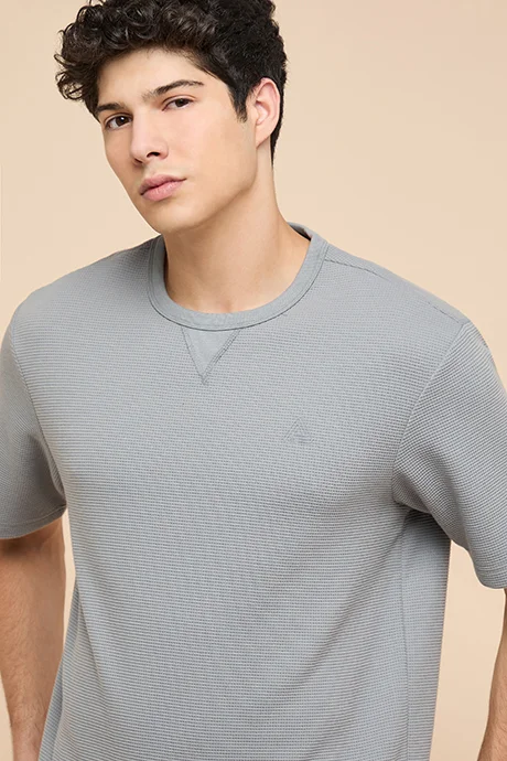 R&B Solid T-Shirt with Crew Neck and Short Sleeves
