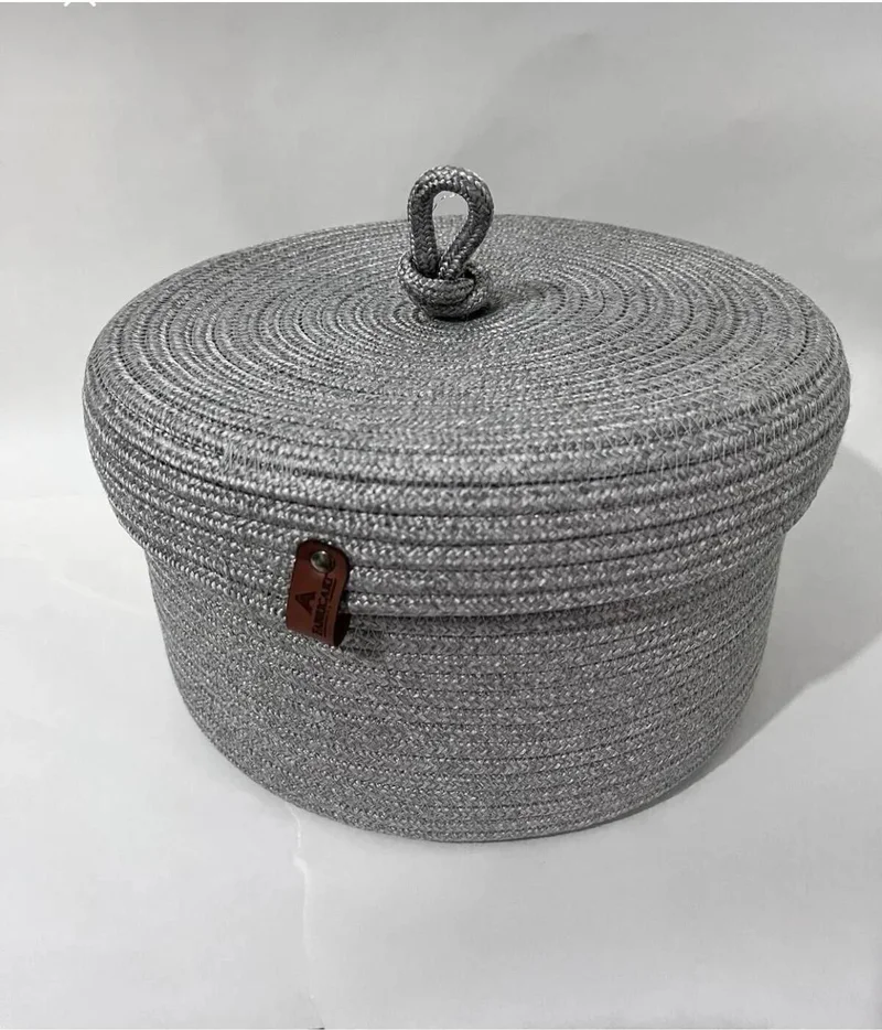 BDZ Deri Bdz Leather Jute Wicker Basket Covered Organizer