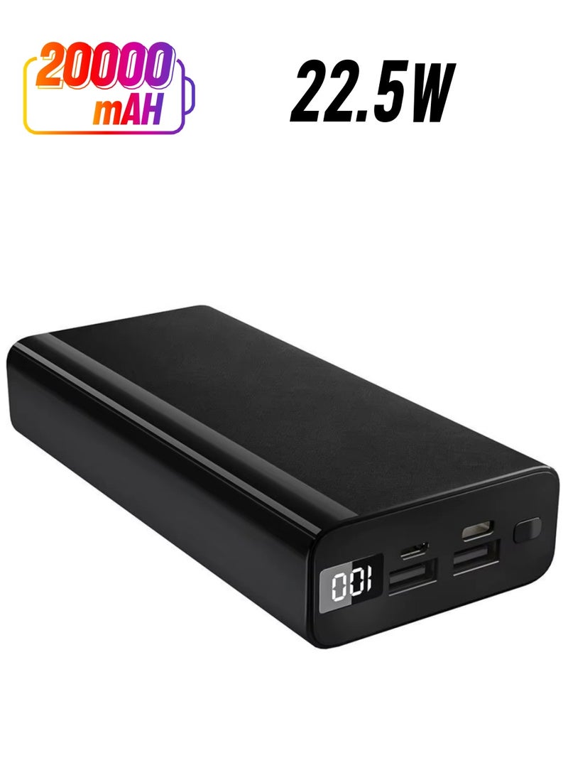 Vizzaro 20000 mAh 22.5W Fast Charging Power Bank With LED Display 15W Charging 1 Type C IN & Output 1 Micro Input and Dual USB Output-Black - Image 2