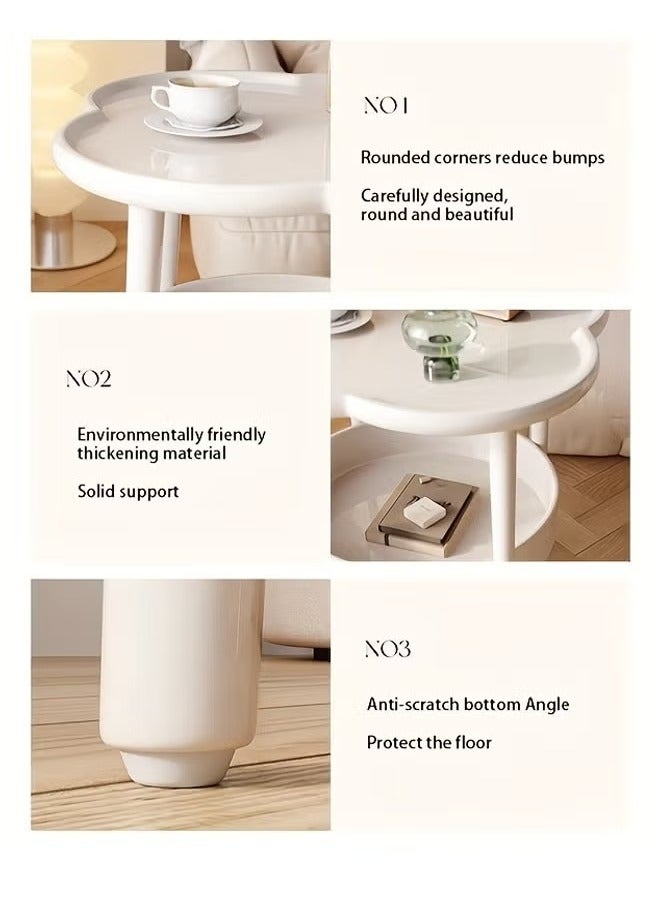 طاولة قهوة مزدوجة من قطعة واحدة - طاولة جانبية بسيطة بجانب السرير للمساحات الصغيرة، غرفة النوم، غرفة المعيشة، مدخل المنزل، المزرعة - سهلة التجميع، بلون كريمي، صغيرة الحجم، موفرة للمساحة، متعددة الاستخدامات، وأنيقة - Image 4