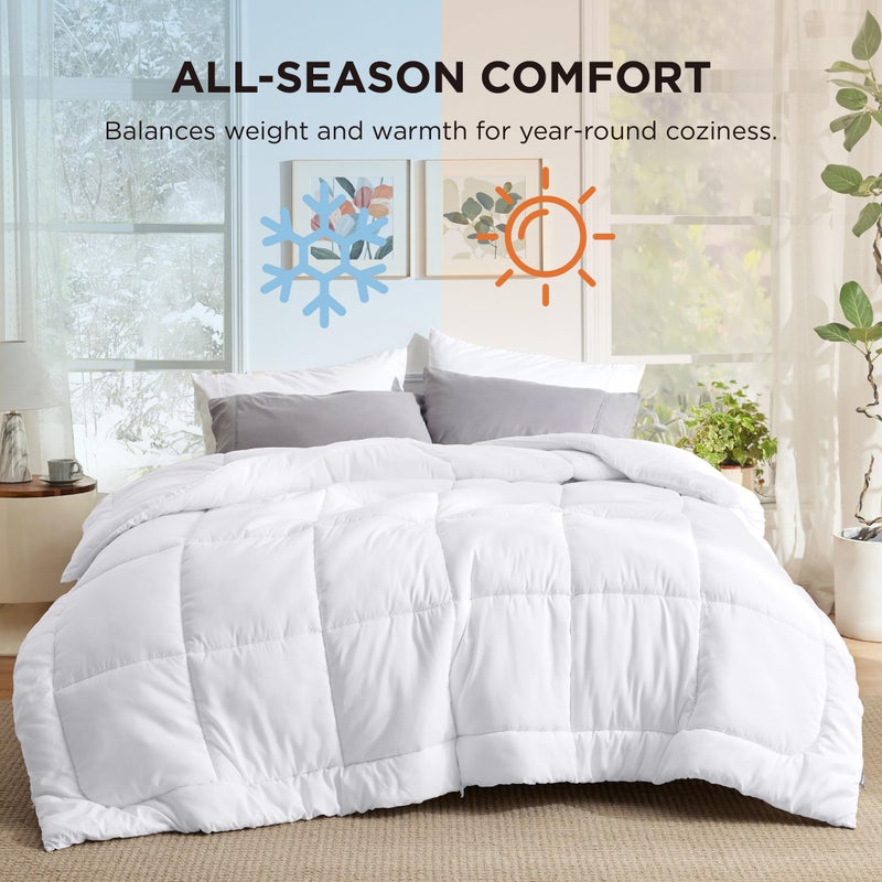 Bedsure Comforters Queen Size Duvet Insert, All Season Bed Comforter, Quilted Down Alternative Duvet, Box Stitched Comforter with Corner Tabs, Machine Washable, 88 x 88 Inches (White) - Image 4