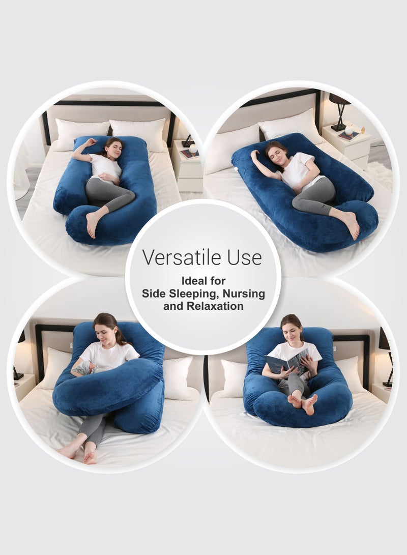 Donetella Pregnancy Pillow G-Shape Long Maternity Pillow, 180 Cm Full Body Support, Removable and Washable Velvet Cover-Complete Support for Back, Hips, Legs, Belly,Blue - Image 5