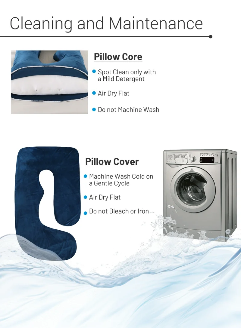 Donetella Pregnancy Pillow G-Shape Long Maternity Pillow, 180 Cm Full Body Support, Removable and Washable Velvet Cover-Complete Support for Back, Hips, Legs, Belly,Blue