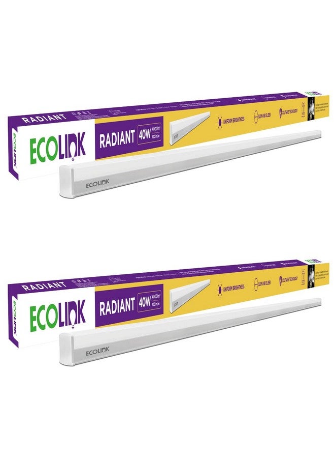 ECOLINK إيكولينك 40 واط LED باتن/ضوء أنبوبى | ضوء LED باتن مضغوط 4 أقدام لغرفة المعيشة وغرفة النوم | ضوء نهاري بارد، عبوة من 2 - Image 1