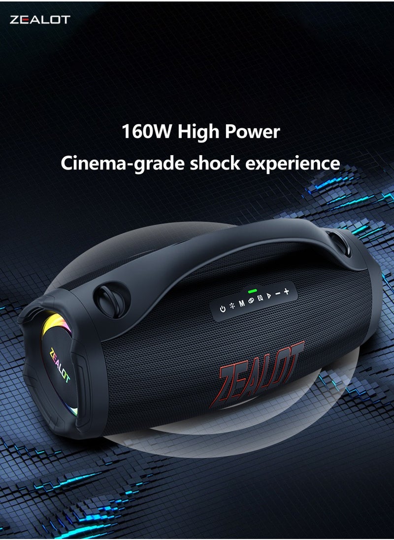 Zealot - ZEALOT S98 160W Bluetooth Speaker Powerful High-Power, With Sunning Deep Bass 36000mAh Battery With Power Bank Function, Featuring RGB Colorful Lights 3 Different EQ Modes For Varied Sound Experiences - Image 1