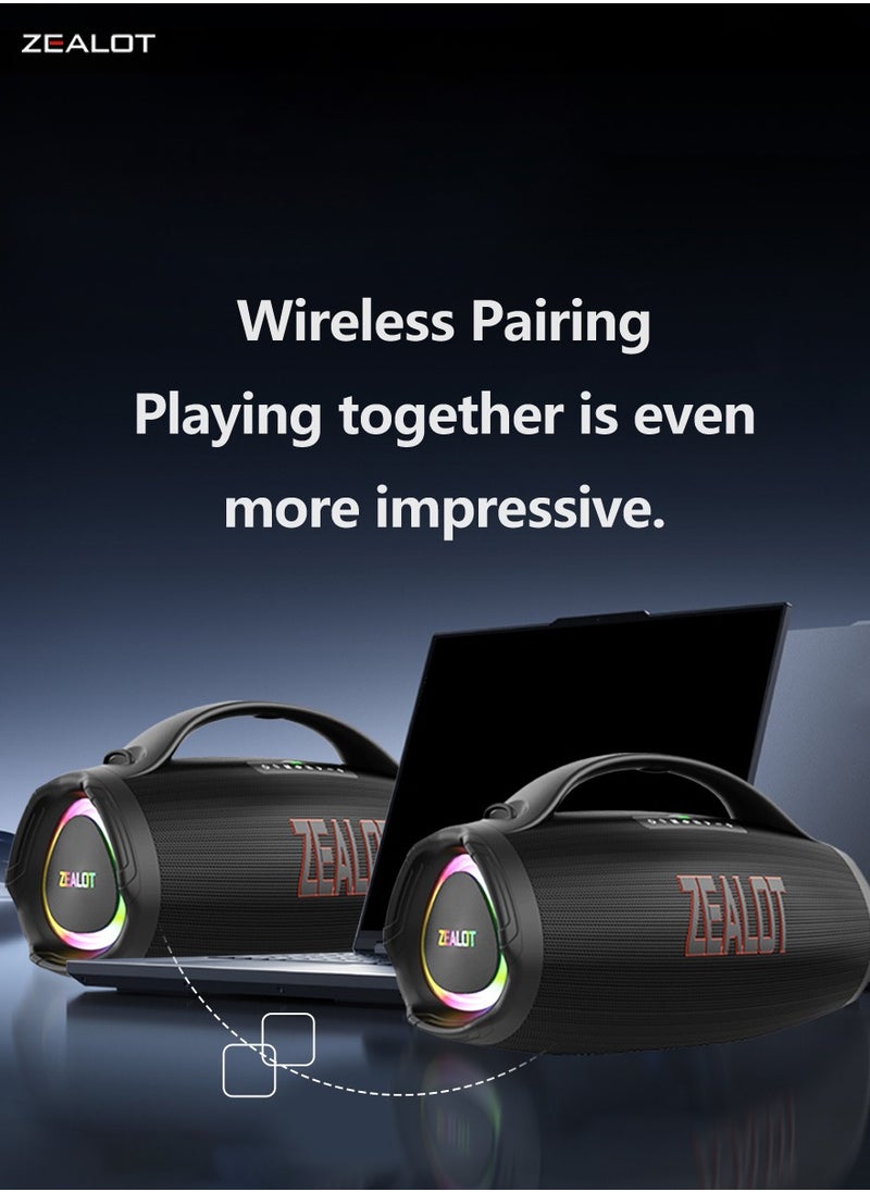 Zealot - ZEALOT S98 160W Bluetooth Speaker Powerful High-Power, With Sunning Deep Bass 36000mAh Battery With Power Bank Function, Featuring RGB Colorful Lights 3 Different EQ Modes For Varied Sound Experiences - Image 1
