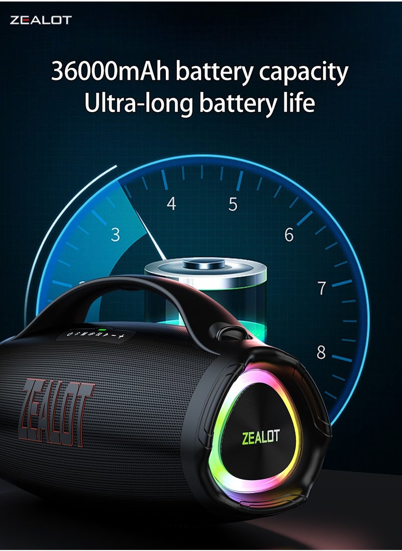 Zealot - ZEALOT S98 160W Bluetooth Speaker Powerful High-Power, With Sunning Deep Bass 36000mAh Battery With Power Bank Function, Featuring RGB Colorful Lights 3 Different EQ Modes For Varied Sound Experiences - Image 1