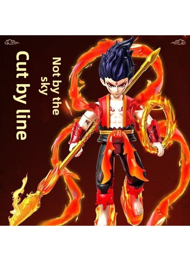[2800 People Spelling List In One Week] National Tide Series Devil Boy Sea Box Which Hand Joint Movable-Color:[nezha Style] Storage Box + Base + Card + Exclusive Weapon  - Image 3