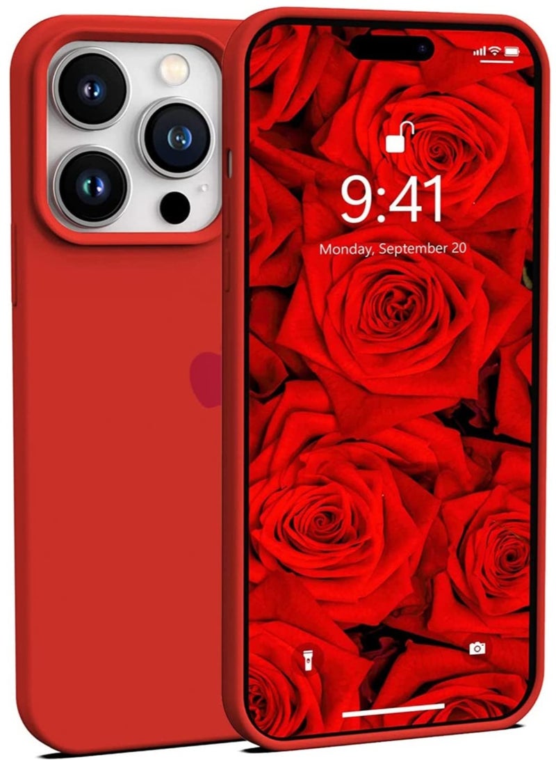 ELTRAZONE حافظة سيليكون مصممة لجهاز آيفون 14 برو ماكس [مع شعار]، غطاء واقي كامل الجسم، مضاد للصدمات، نحيف، بطانة ميكروفايبر ناعمة مضادة للخدش لحافظة الهاتف 6.7 بوصة (أحمر) - Image 1