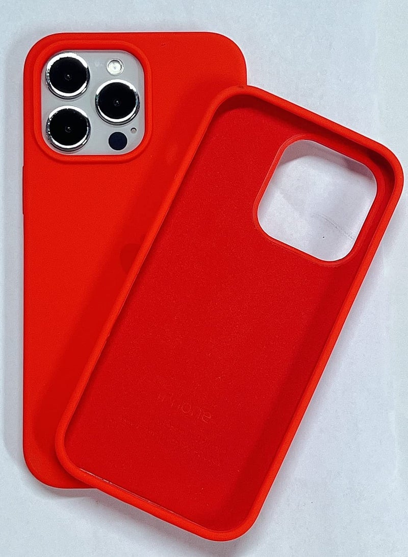 ELTRAZONE حافظة سيليكون مصممة لجهاز آيفون 14 برو ماكس [مع شعار]، غطاء واقي كامل الجسم، مضاد للصدمات، نحيف، بطانة ميكروفايبر ناعمة مضادة للخدش لحافظة الهاتف 6.7 بوصة (أحمر) - Image 3