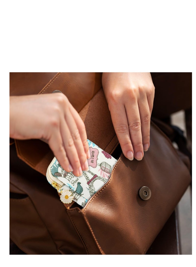 KASTWAVE عبوة من 2 حقيبة تخزين فوط صحية محمولة، حقيبة فوط صحية، محفظة ديزي بسحاب، مناسبة لهدايا المنتجات النسائية (برج) - Image 2