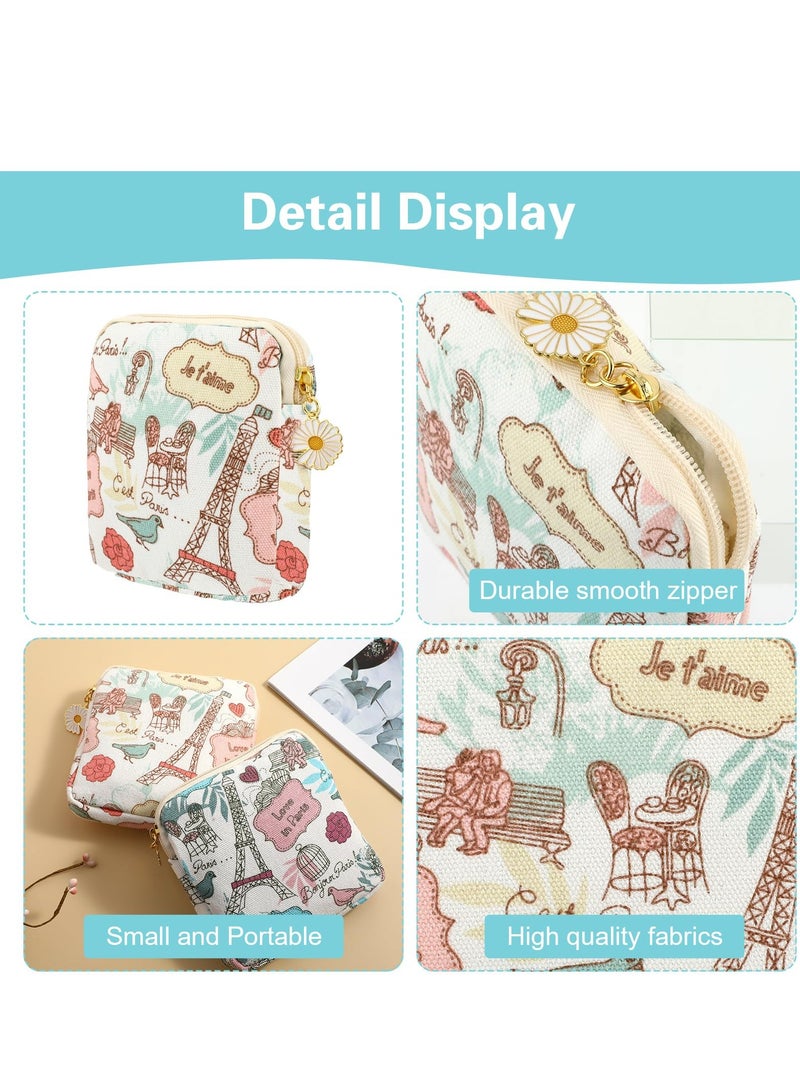 KASTWAVE عبوة من 2 حقيبة تخزين فوط صحية محمولة، حقيبة فوط صحية، محفظة ديزي بسحاب، مناسبة لهدايا المنتجات النسائية (برج) - Image 4