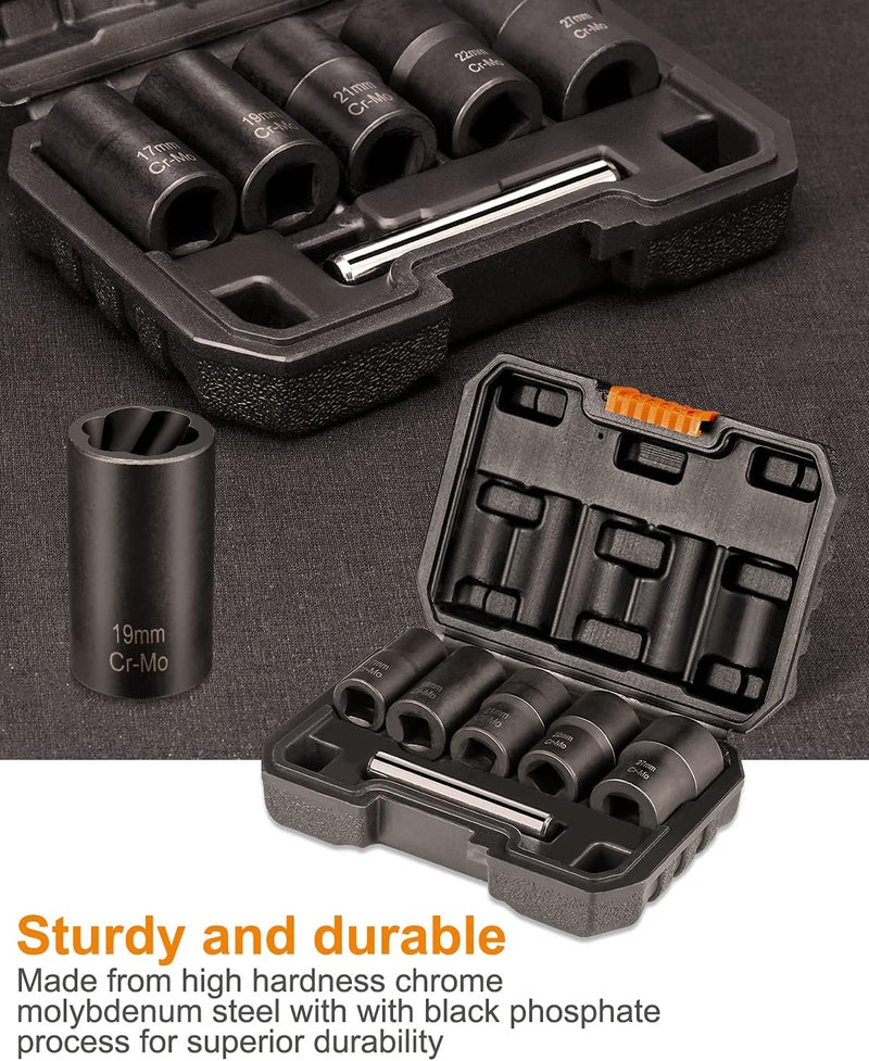 THINKWORK 1/2 Inch Drive Lug Nut Removal Tool - 6 Pieces Wheel Lock Removal Kit - Image 2