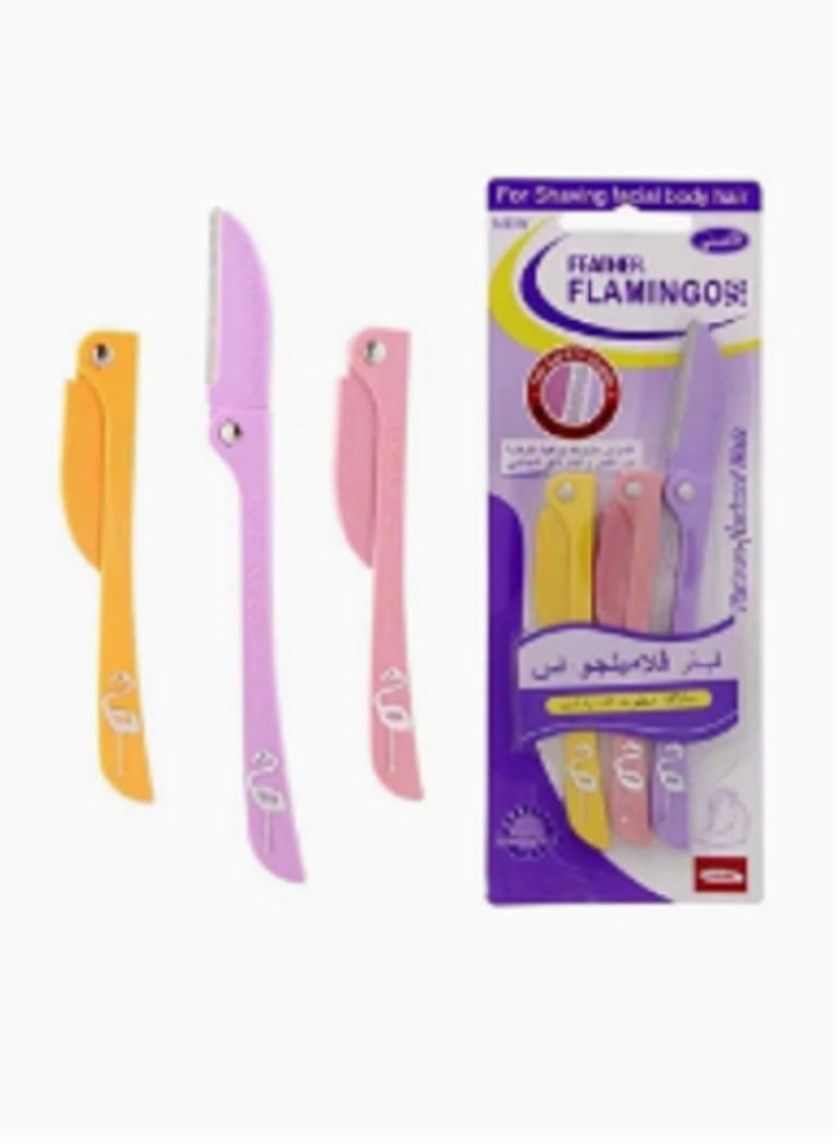 Feather 3Piece Flamingos Ladies Razor For Facial And Body Hair - Image 2