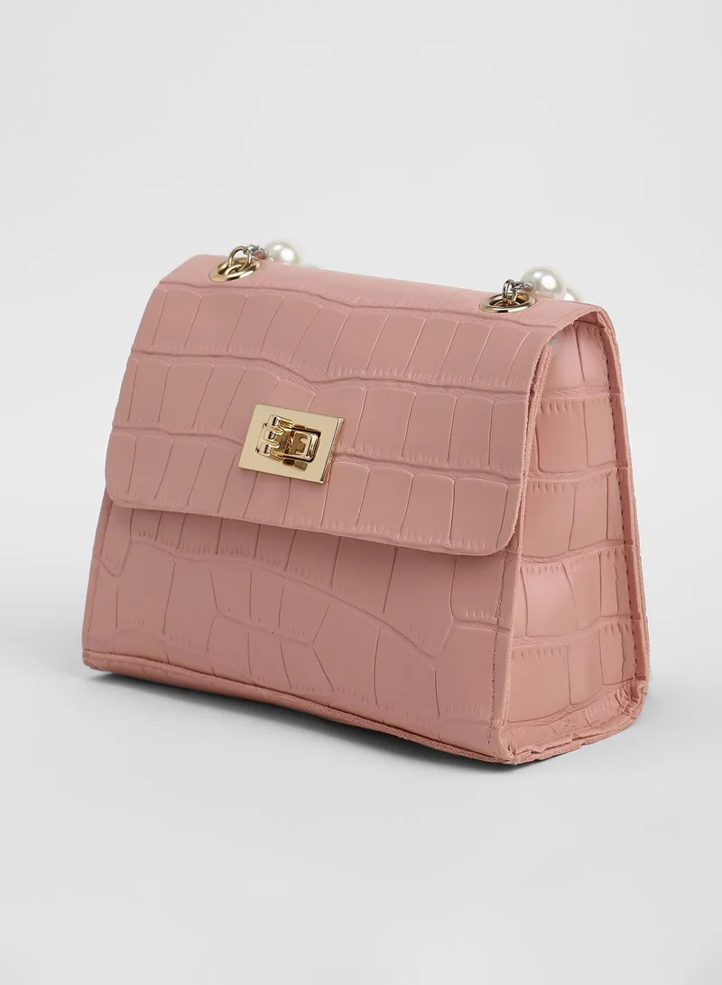 Haute Sauce Solid Twist Lock Regular Vegan Leather Hand Bag For Women