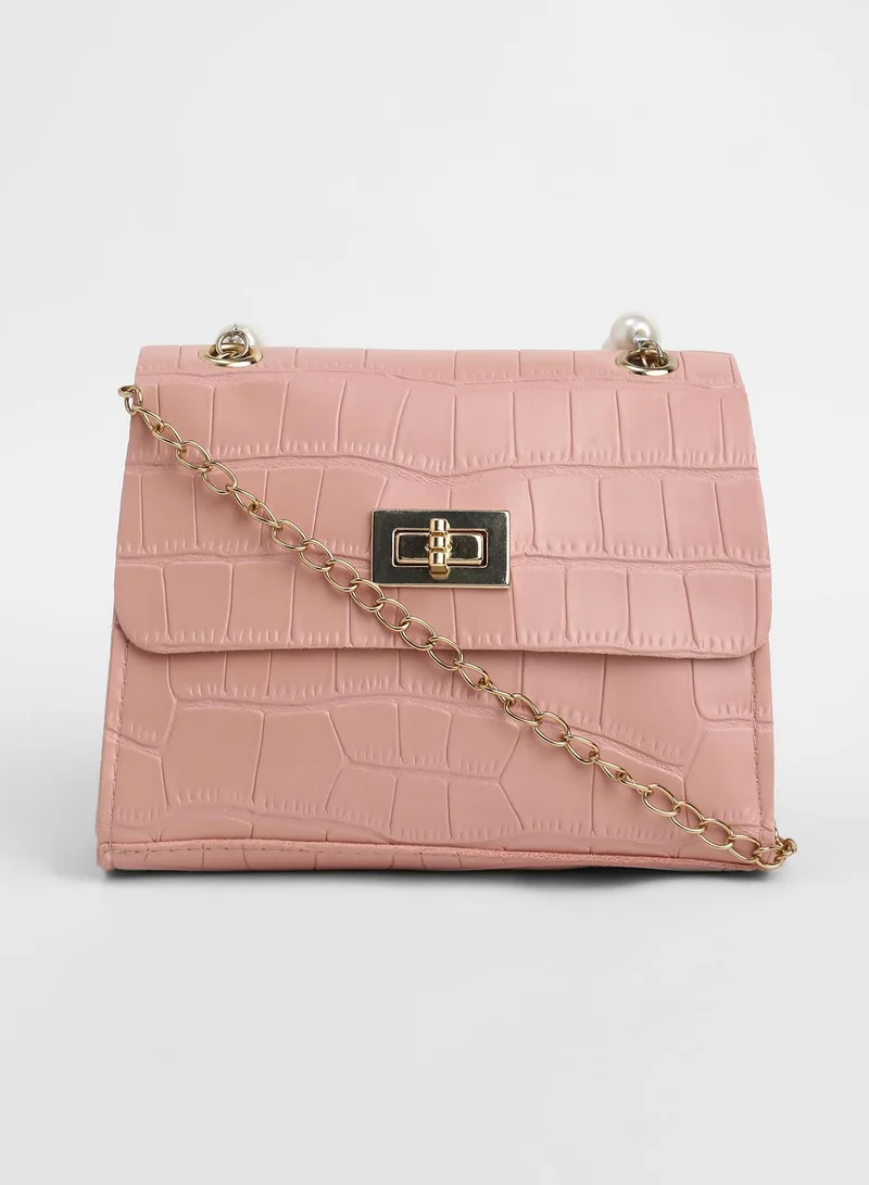 Haute Sauce Solid Twist Lock Regular Vegan Leather Hand Bag For Women