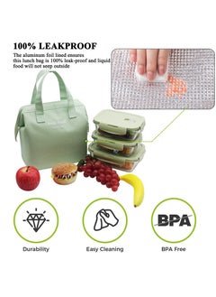 KASTWAVE Lunch Bag Bento Bag, Thickened Thermal Insulation Refrigerated Bento Tote Bag, Lunch Box Carrying Bag for Students Ladies Men Picnic Work Outdoor Light Green  - Image 4