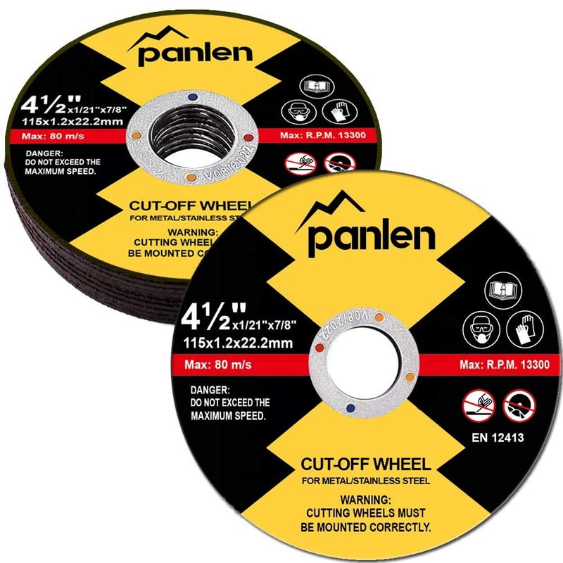 panlen 10 Pack Cutting Wheel 4 1/2 Metal Stainless Steel Cut Off Disk,Thin Cutting Blade for Angle Grinder - Image 1