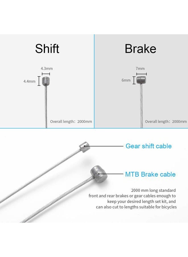 mamakoi Universal Bike Brake Cable Gear Shifter Cable Wire Set, Professional Bicycle Brake line, Complete Inner Replaceable Bicycle Cable Wire and Alloy Cable Cap End Crimps Kit for Mountain and MTB Bike 2M - Image 3