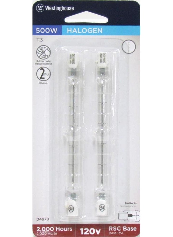 Westinghouse Westinghouse Lighting 0497800 500 Watt T3 Halogen DoubleEnded Clear Light Bulb with RSC Base 2Pack 2 Count Pack of 1  - Image 2