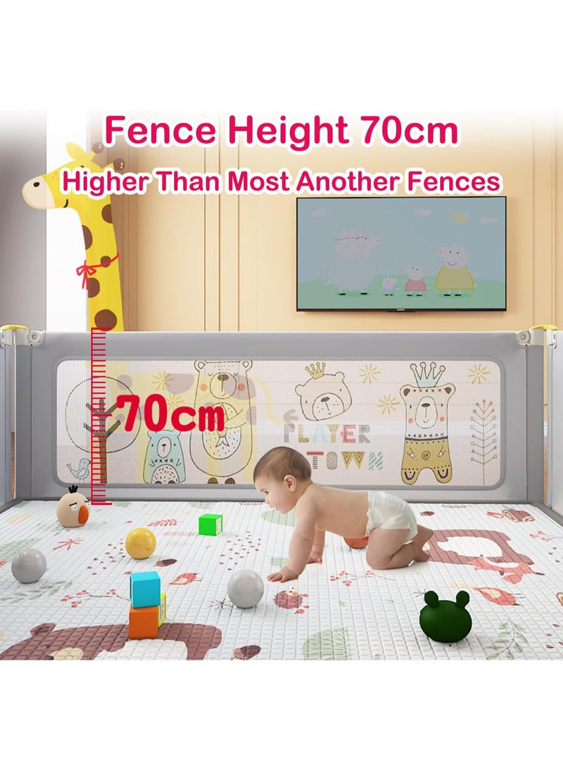 TOMSHOO Baby Playpen Not Include Playmat，Sturdy Safety Play Yard Playpen for Babies and Toddlers，Baby Fence Play Pen Playard with Suction Cup Bases and Soft Breathable Mesh (150 * 180cm)  - Image 4