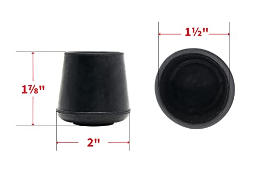 Shepherd Hardware 1-1/2" Round Non-Marking Rubber Slip-On Chair Leg Tips, Non-slip Protective Furniture Leg Caps for Chairs, Stools, and Tables on Hard Surfaces, Set of 12, Black - Image 5