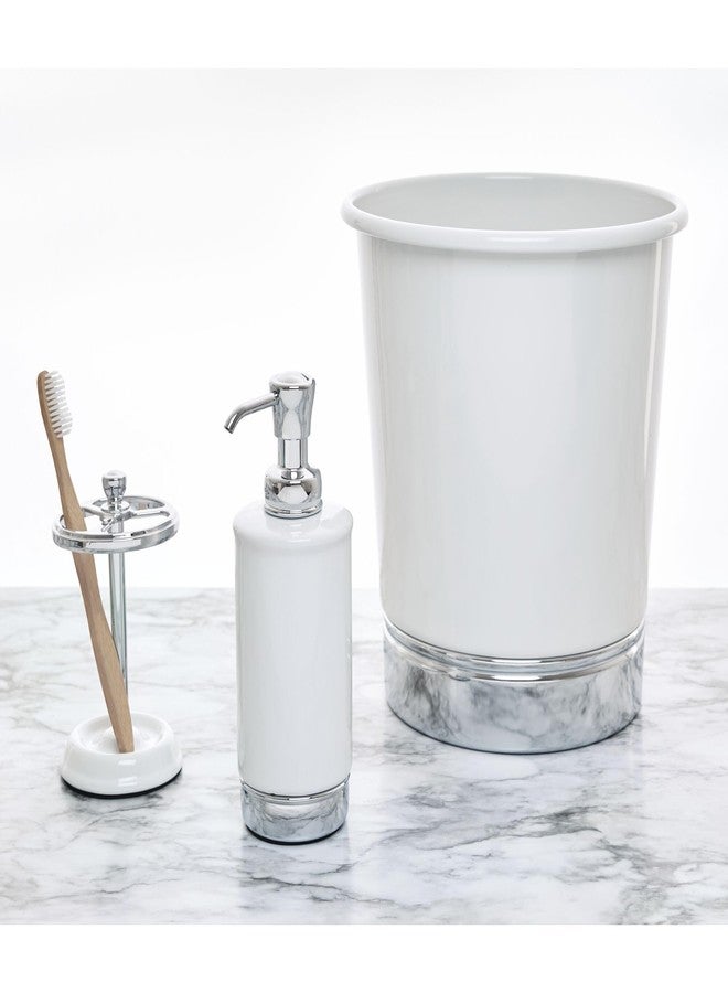 iDesign 3-Section Toothbrush Holder for Bathroom - Toothbrush Stand for Countertop, White/Chrome - Image 3