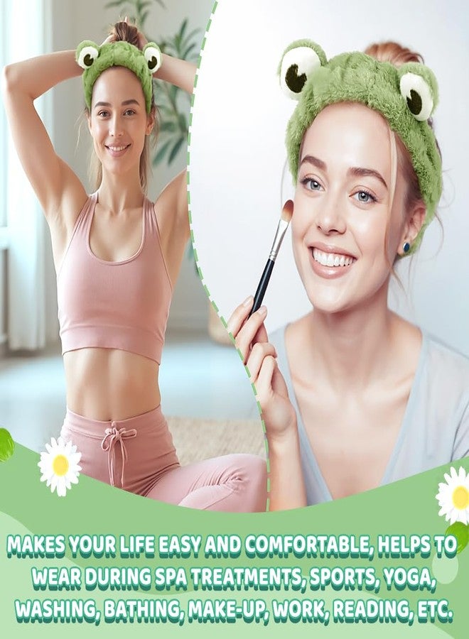Grevosea Face Wash Headband, Green Frog Eye Elastic Headband, Soft Cute and Versatile Head Wraps for Face Wash Makeup Beauty Skincare Sport Shower Creative Hair Accessories for Women - Image 4
