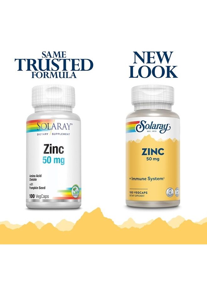 Zinc 50mg Solaray 100 Veg Cap - Pack of 3