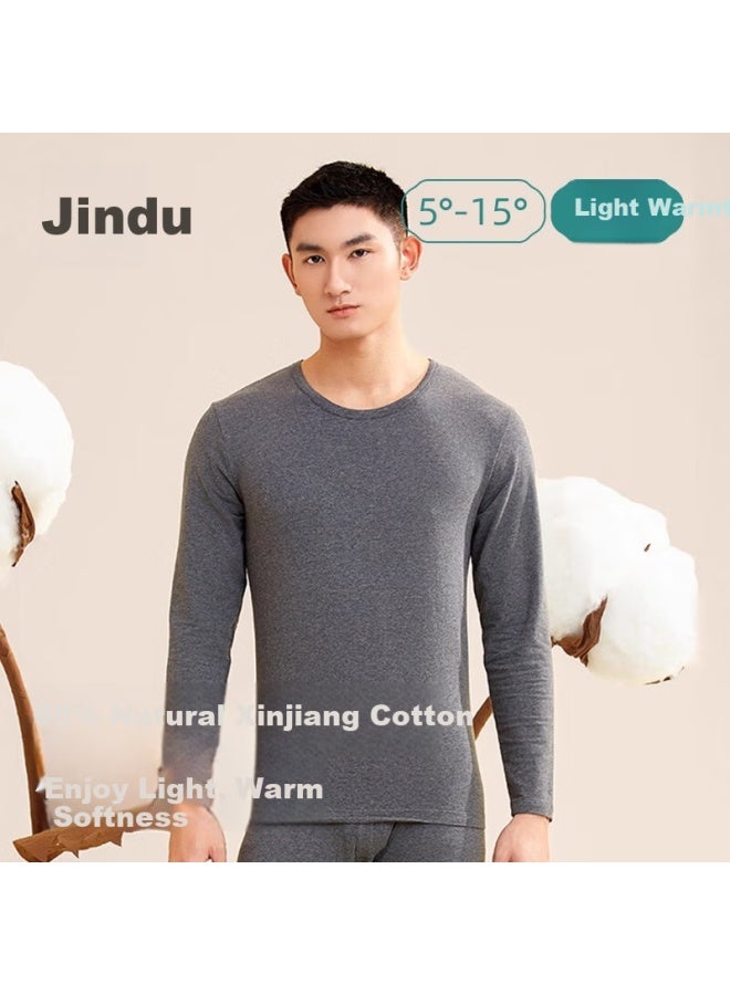 Jindu Pure Cotton Thermal Underwear Set Winter Thin Slim Fit Cotton Long Johns For Men And Women - Image 4