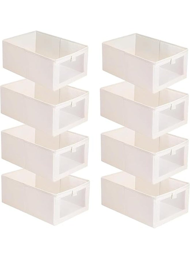 DUNISO 8 Pcs Linen Storage BinsWardrobe Clothes Organizer,Multifunctional Foldable Storage Box，With Clear Window，Moisture and Mold Prevention，for Storing Shirts, T Shirts, Socks, Underwear, Documents  - Image 1
